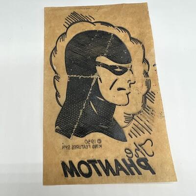Vintage The Phantom Action Figure and Cut Out Paper Portrait
