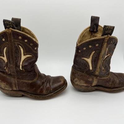 Rare Antique Tom Mix Childrens Leather Cowboy Boots