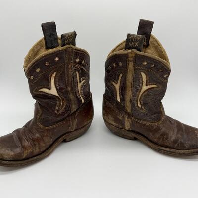 Rare Antique Tom Mix Childrens Leather Cowboy Boots