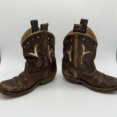 Rare Antique Tom Mix Childrens Leather Cowboy Boots