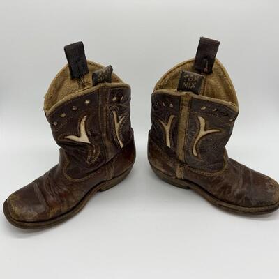 Rare Antique Tom Mix Childrens Leather Cowboy Boots