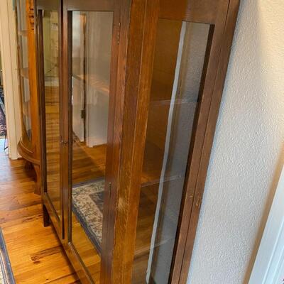 Beautiful Antique Wood and Glass Front and Sides Cabinet