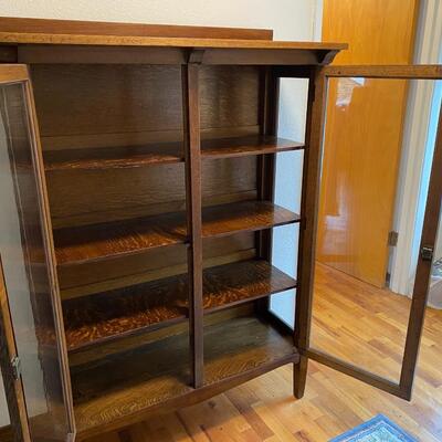 Beautiful Antique Wood and Glass Front and Sides Cabinet