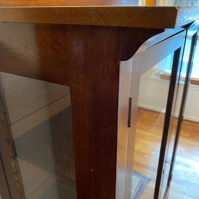Beautiful Antique Wood and Glass Front and Sides Cabinet