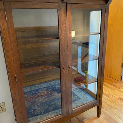 Beautiful Antique Wood and Glass Front and Sides Cabinet