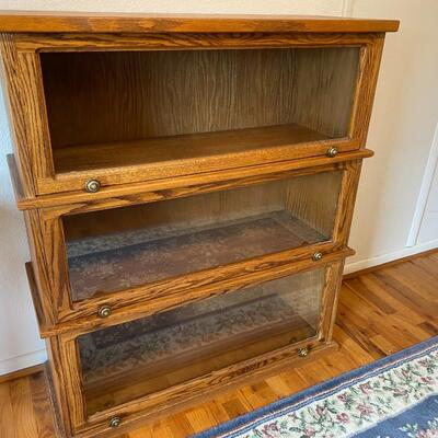 Vintage Stacking Wood Barrister Bookcase with 3 Shelves