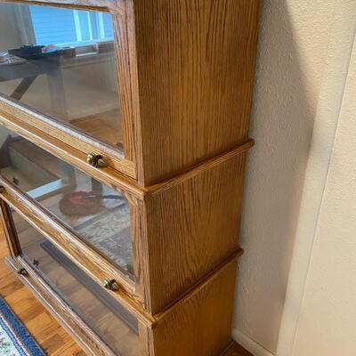 Vintage Stacking Wood Barrister Bookcase with 3 Shelves