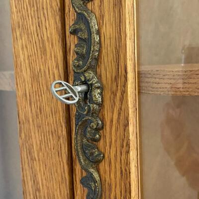 Vintage Curved Curio Display Cabinet Wood and Glass