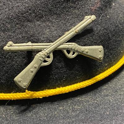 Pair of Vintage Kids Cavalry Hats with Pistol Rifle Bull and Rope Strings