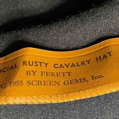 Pair of Vintage Kids Cavalry Hats with Pistol Rifle Bull and Rope Strings