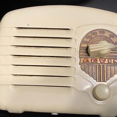 Lot of 2 Vintage Radio Items - 1940's Arvin Radio and Jim Beam Radio Broadcasting Decanter