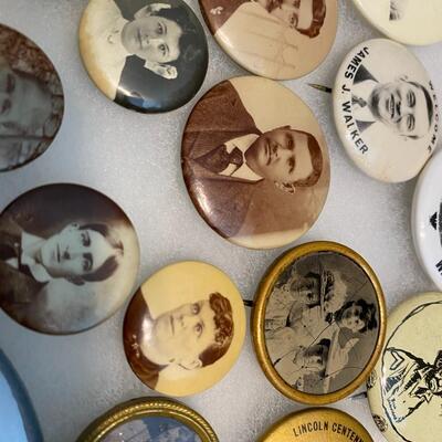 Large Lot of Vintage and Antique Buttons Related to Characters Celebrities Personalities and Events