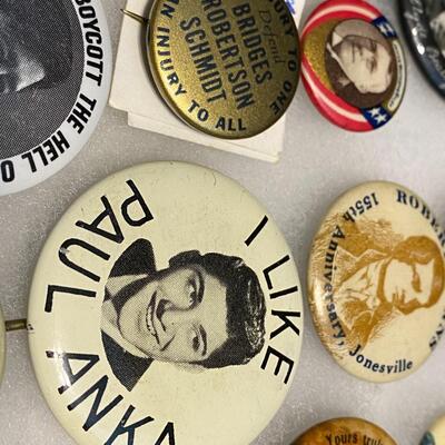 Large Lot of Vintage and Antique Buttons Related to Characters Celebrities Personalities and Events