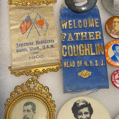 Large Lot of Vintage and Antique Buttons Related to Characters Celebrities Personalities and Events