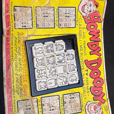 Lot of 3 Howdy Doody Plastic Toys Puppet Show and Puzzle Game and Howdy Pardner Brandin Iron Kit