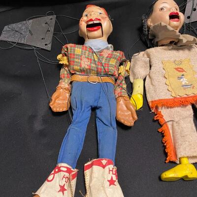 Vintage Pair 1950s Howdy Doody Marionette and Princess Playthings Puppet
