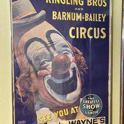 Vintage 1969 Ringling Bros and Barnum & Bailey Circus Poster Framed