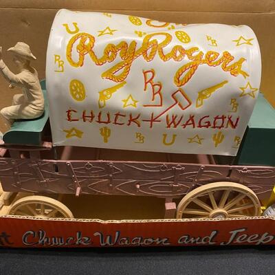 Antique Roy Rogers Fix-It Chuck Wagon and Jeep by Ideal in Original Box