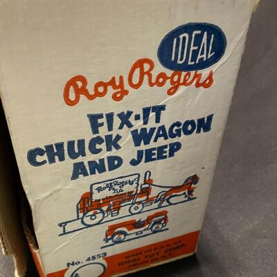Antique Roy Rogers Fix-It Chuck Wagon and Jeep by Ideal in Original Box