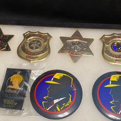 Large Lot of Dick Tracy Collectibles Books Buttons Pins and Badges