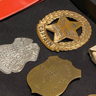 Large Lot of Dick Tracy Collectibles Books Buttons Pins and Badges