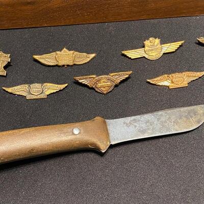 Large Lot of Antique Jimmie Allen Ephemera Collectibles Wings Pins Knife and Photos