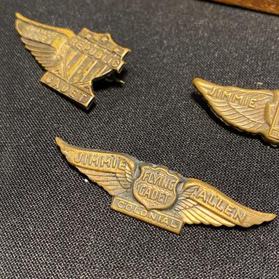 Large Lot of Antique Jimmie Allen Ephemera Collectibles Wings Pins Knife and Photos