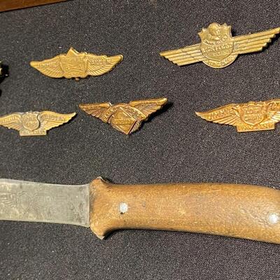 Large Lot of Antique Jimmie Allen Ephemera Collectibles Wings Pins Knife and Photos