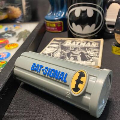 Large Lot of Vintage Batman and Robin and Penguin Buttons Watch Cup Collectibles and Toys