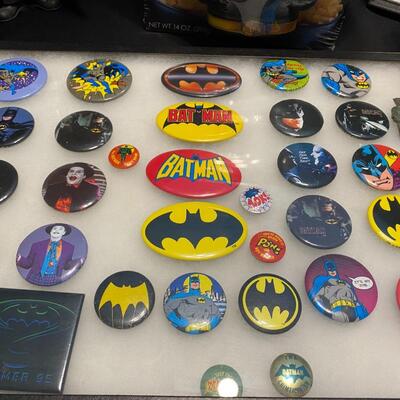 Large Lot of Vintage Batman and Robin and Penguin Buttons Watch Cup Collectibles and Toys