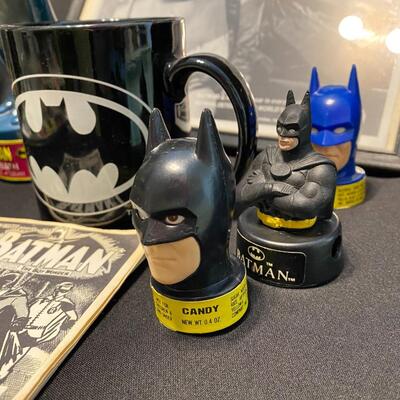 Large Lot of Vintage Batman and Robin and Penguin Buttons Watch Cup Collectibles and Toys