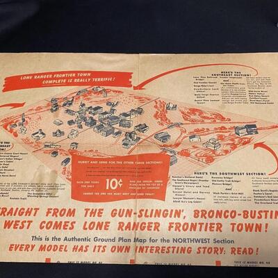 Large Lot of Antique Lone Ranger Collectibles Chalkware Maps Lunchbox Belt Star Badge and Ephemera