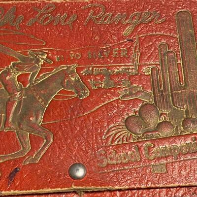 Large Lot of Antique Lone Ranger Collectibles Chalkware Maps Lunchbox Belt Star Badge and Ephemera