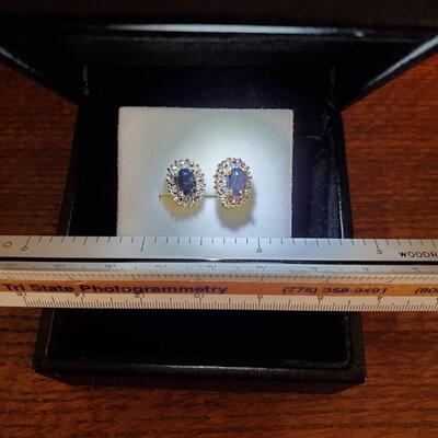 Sapphire & Diamond Pierced  Earrings