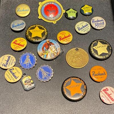 Lot of Vintage Lone Ranger Badges Buttons Pins Ring Pocket Knife Bullets