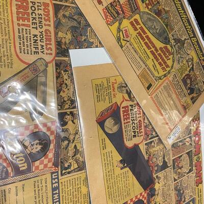 Lot of 1930s and 1940s Tom Mix Comics Ephemera Buttons Pins Pocket Knife and Collectibles