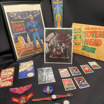 Lot of 1950s Space Cadet Space Patrol Ephemera Button Patch Pin Ring and Cards