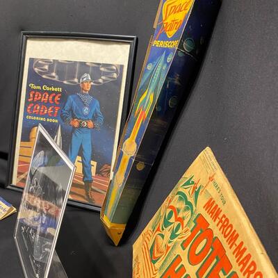 Lot of 1950s Space Cadet Space Patrol Ephemera Button Patch Pin Ring and Cards