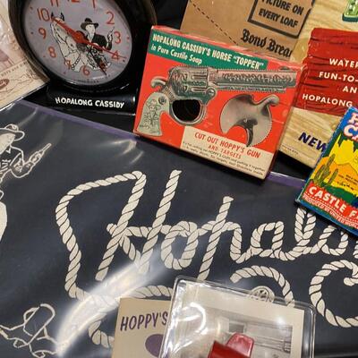 Large Lot of Vintage Hopalong Cassidy Books Toys Gun Clock Collectibles and Ephemera
