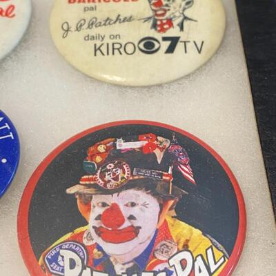 Large Lot of Antique 1900s Buttons Pins Badges and Ribbons of Television Cartoons Characters
