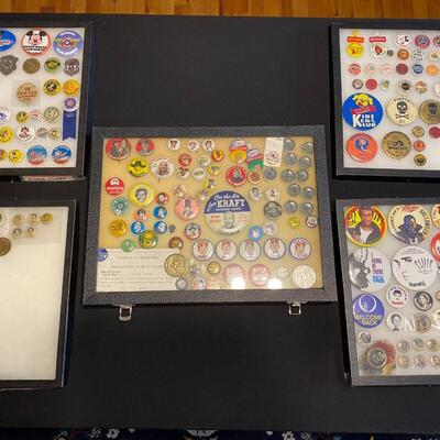 Large Lot of Antique 1900s Buttons Pins Badges and Ribbons of Television Cartoons Characters