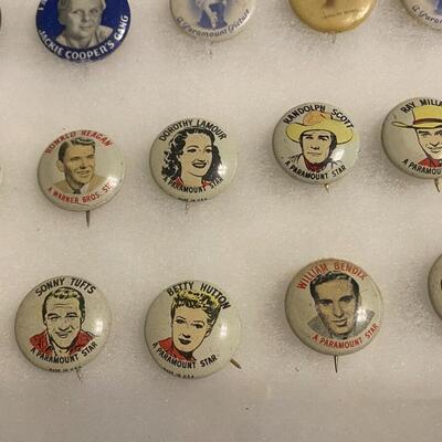 Large Lot of Antique 1900s Buttons Pins Badges and Ribbons of Television Cartoons Characters