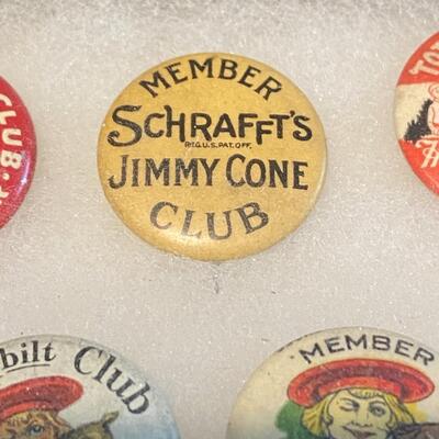 Large Lot of Antique 1900s Buttons Pins Badges and Ribbons of Television Cartoons Characters