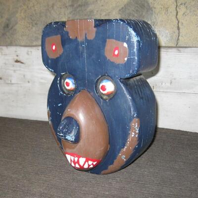 MS Hand Made Wooden Bear Head Cub Scouts 10