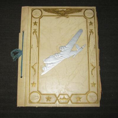 MS Vintage WWII Era Scrapbook Embossed Cover B-17 Bomber Clippings