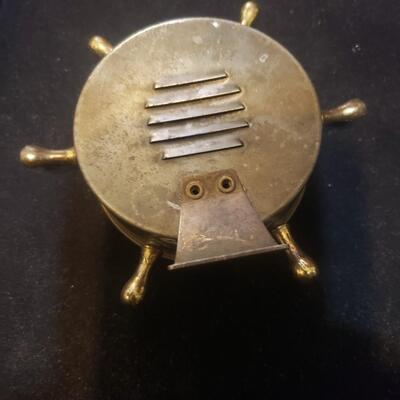 brass barometer ship's wheel
