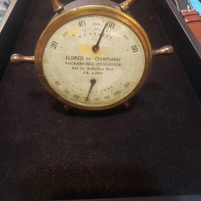 brass barometer ship's wheel
