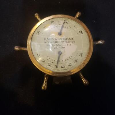 brass barometer ship's wheel