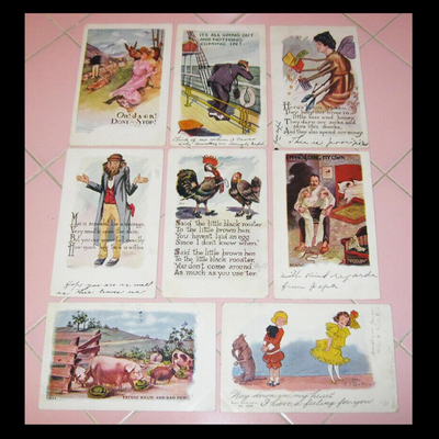 MS 8 Postcards H.H. Tammen 1906 Denver Bees Pigs Rooster Buster Brown Humor Risque