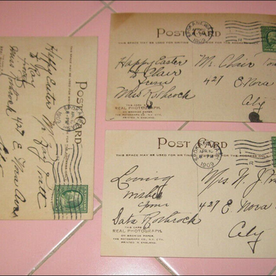 MS 3 RPPC Real Photo 1908 Postcards Happy Easter Rotograph Co. Chicks Bunny Rabbit